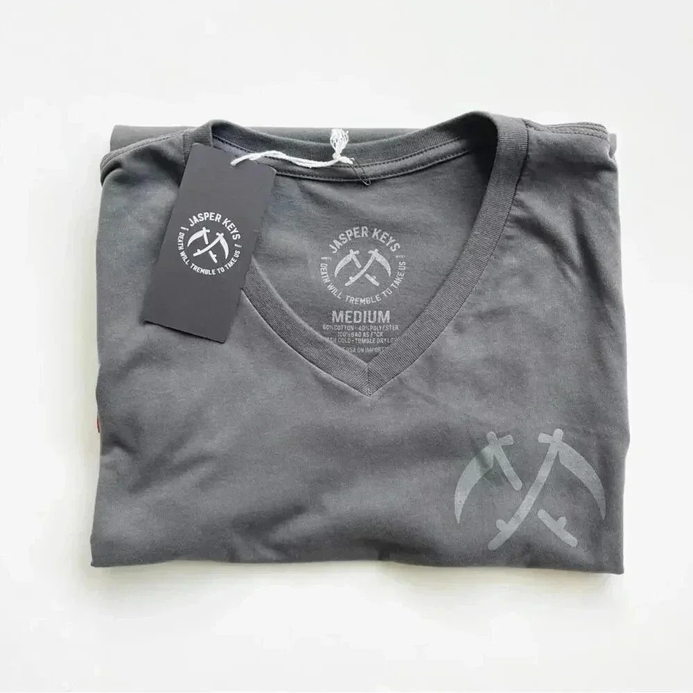 Jasper Keys The Grim V Neck Tee in Grey Medium NWT - Picture 2 of 5